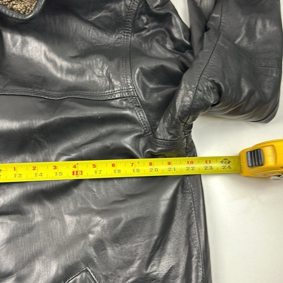 Creations Jez Black Leather Jacket with Shearling Collar & Cuffs - Picture 7 of 10